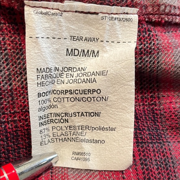 UA Red and Gray Plaid Flannel Shirt Unisex - Picture 9 of 12